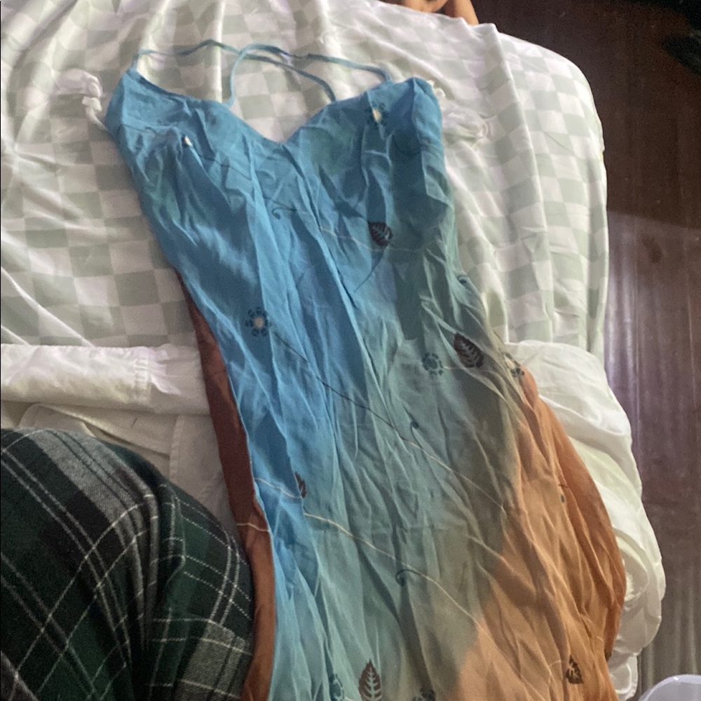 Blue and Brown Sweetheart Sundress for Weddings